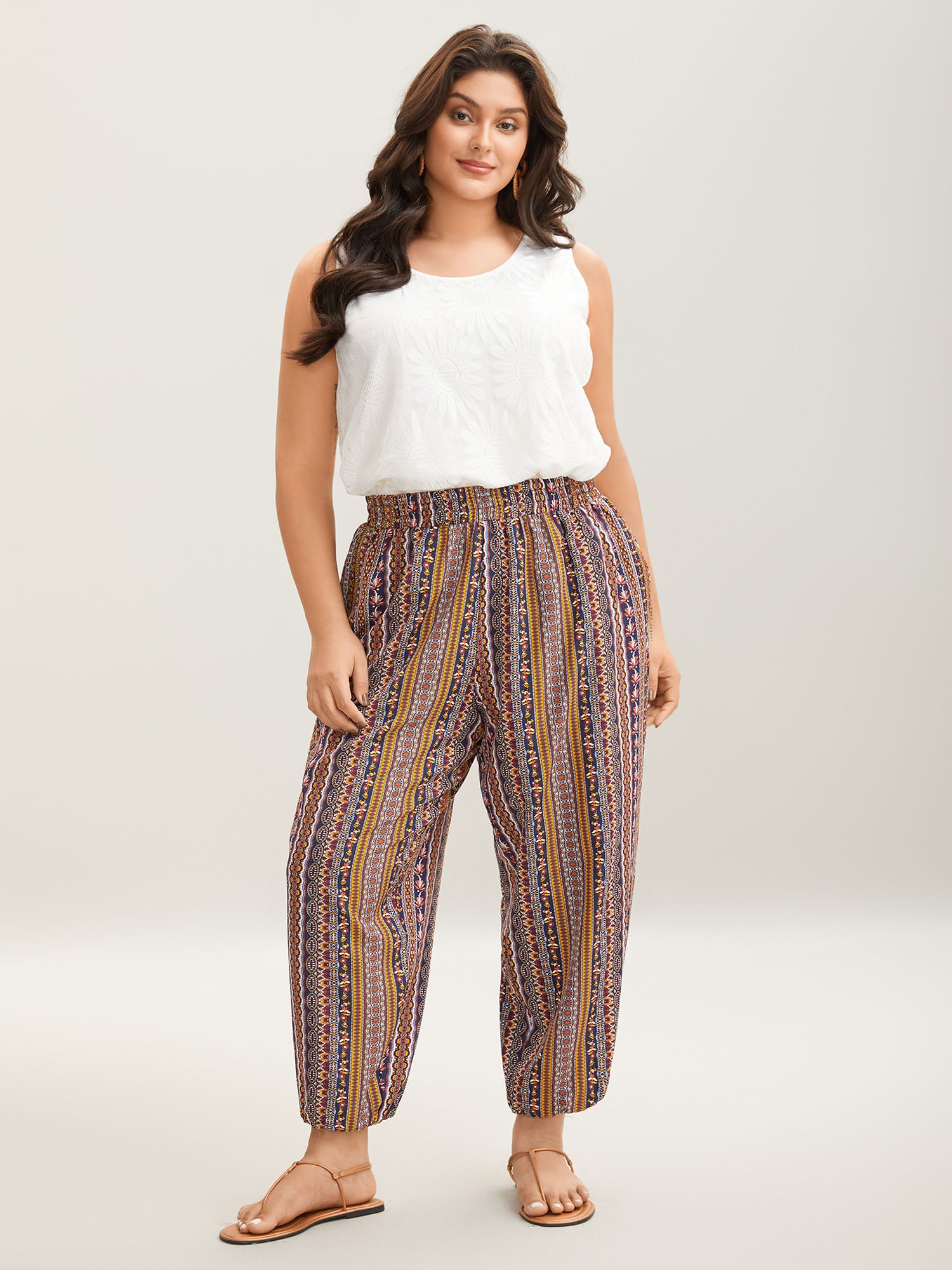 Boho Striped Split Jogger Pants