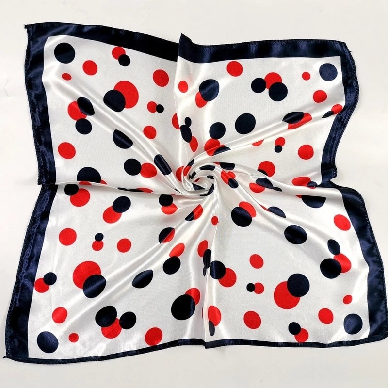 Women's Elegant Streetwear Polka Dots Flower Satin Printing Silk Scarf