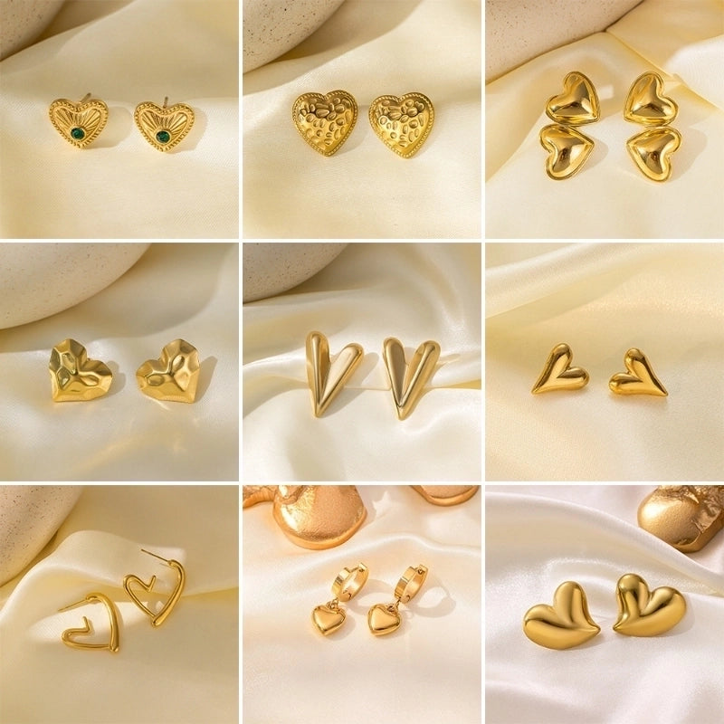 1 Pair Basic Minimalist Irregular Heart Shape Plating Titanium Steel Ear Studs