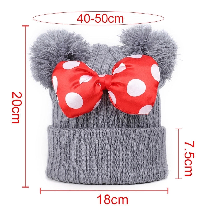 Children Unisex Basic Minimalist Polka Dots Bowknot Eaveless Wool Cap