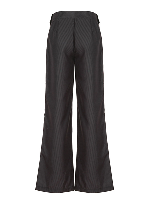 Flared Pants Loose Buttoned Striped Suit Pants Trousers