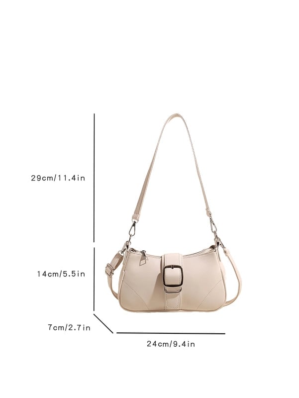Women's Pu Leather Solid Color Classic Style Streetwear Square Magnetic Buckle Crossbody Bag