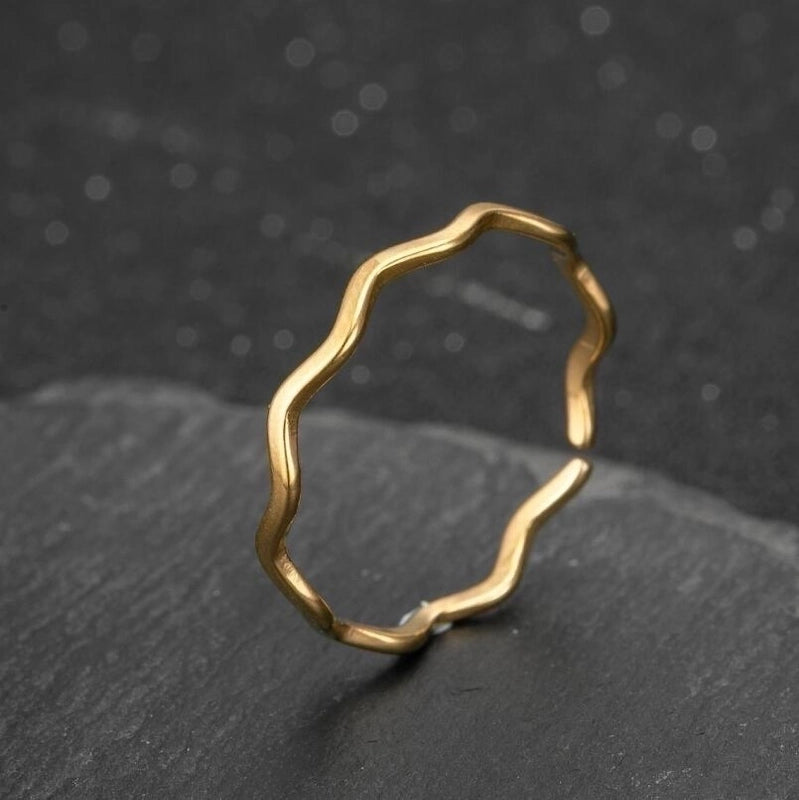 Fashion Geometric 201 Stainless Steel 18K Gold Plated Plating Open Ring