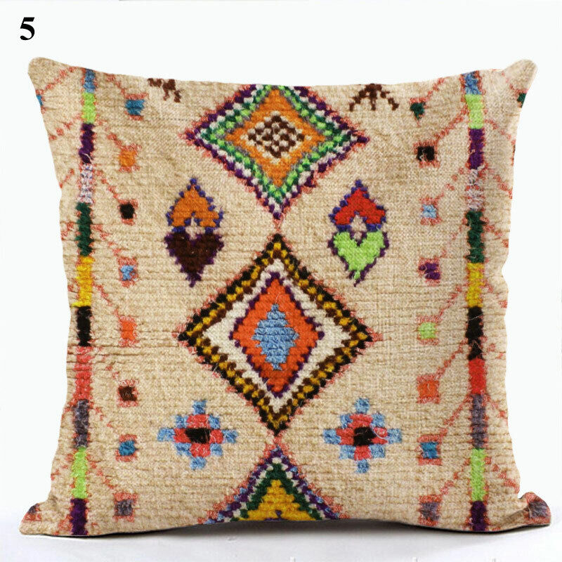 Ethnic Boho Mandala Print Linen Throw Pillow Case Sofa Cushion Cover Home Decor！