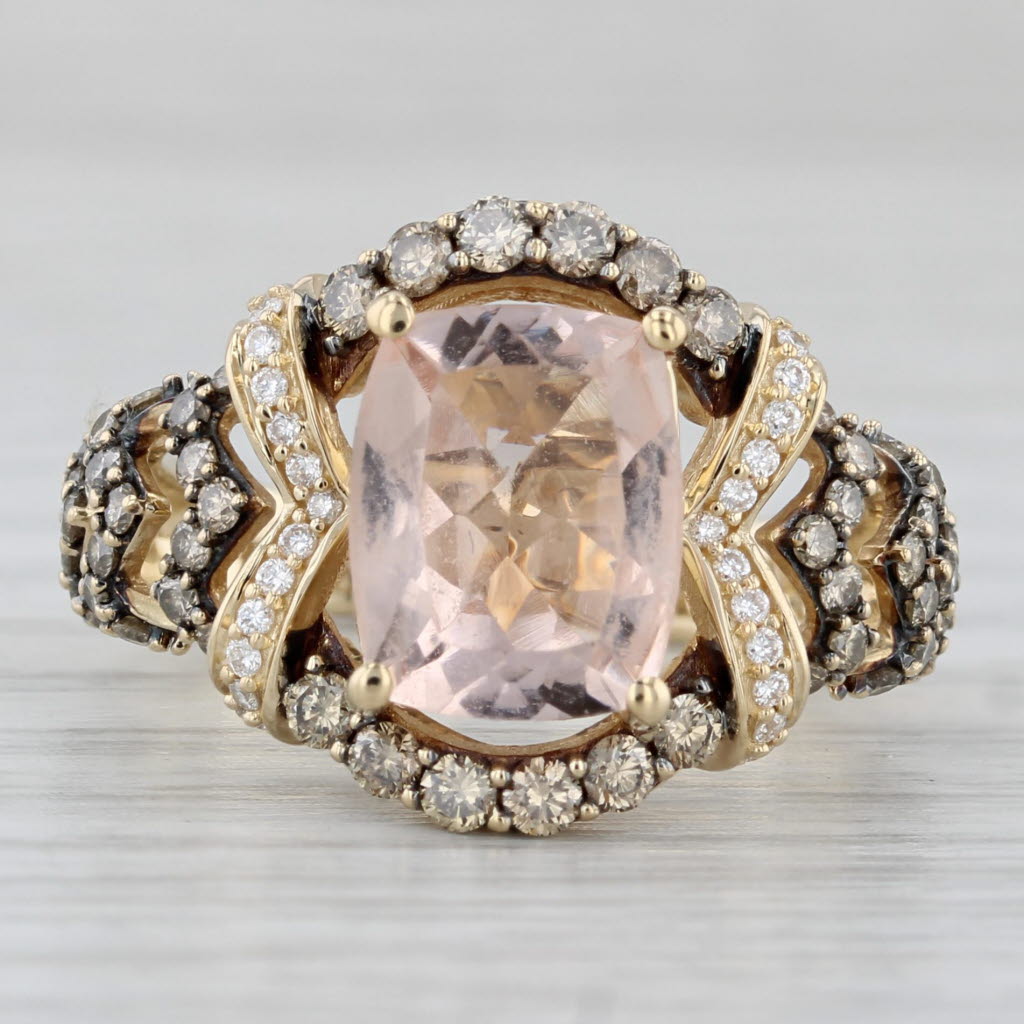 3.63ctw Le Vian Chocolate Brown Diamonds Morganite Ring 14k Gold Size 7 Cocktail