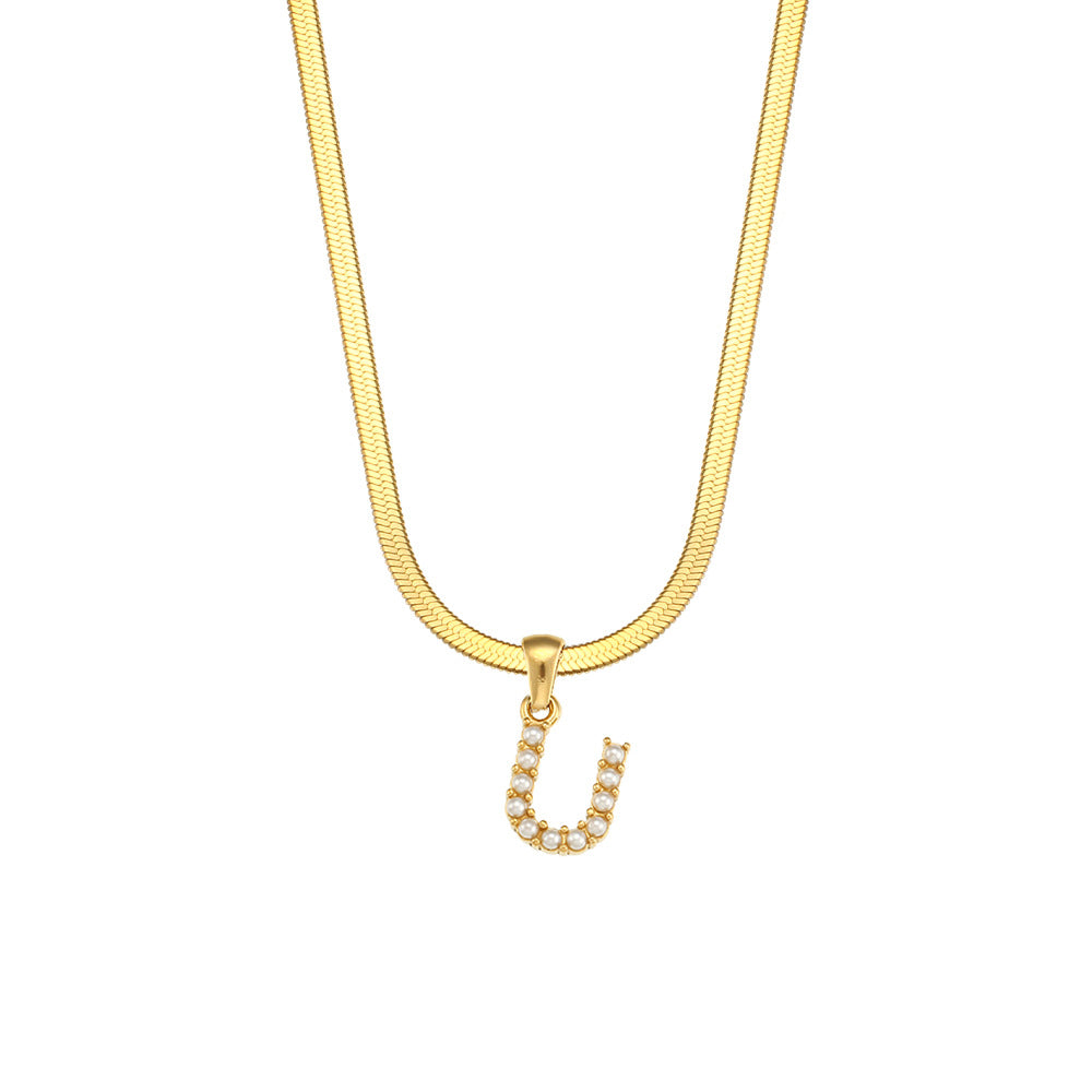 Fashion Letter Number Text Stainless Steel 18K Gold Plated Necklaces
