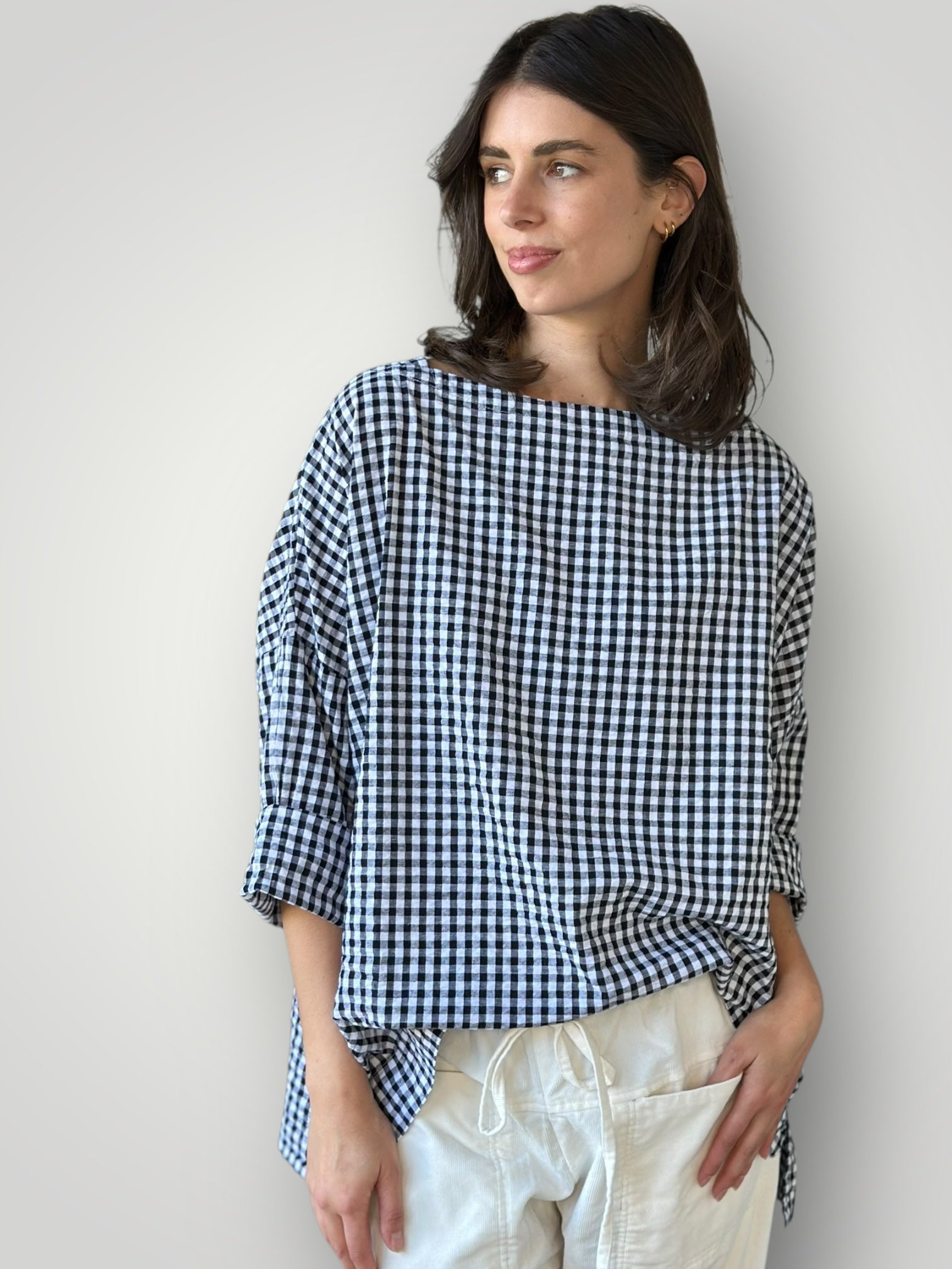 avril top - black /white gingham