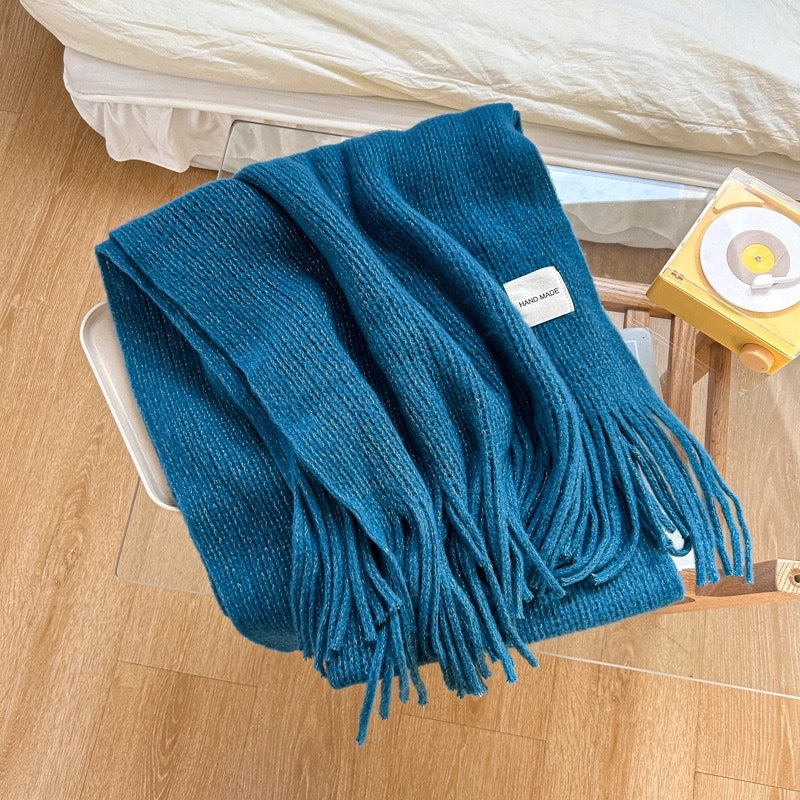 Women's Casual Minimalist Solid Color Acrylic Tassel Scarf