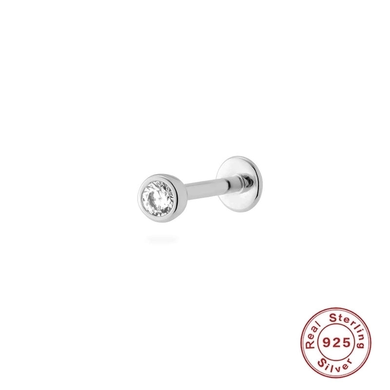 Fashion Solid Color Sterling Silver Inlay Pearl Zircon Ear Studs 1 Piece