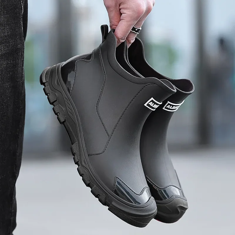 Gamechancemagic flats 2024Men's Rain Boots Waterproof Rainboots Shoes Male Ankle Boots Kitchen Shoes Rubber Water Boots Outdoors