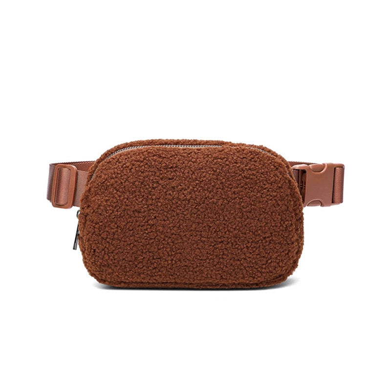 Winter Lambswool Waist Bag Sports Chest Bag Messenger Bag Outdoor Sports Bag Unisex Versatile