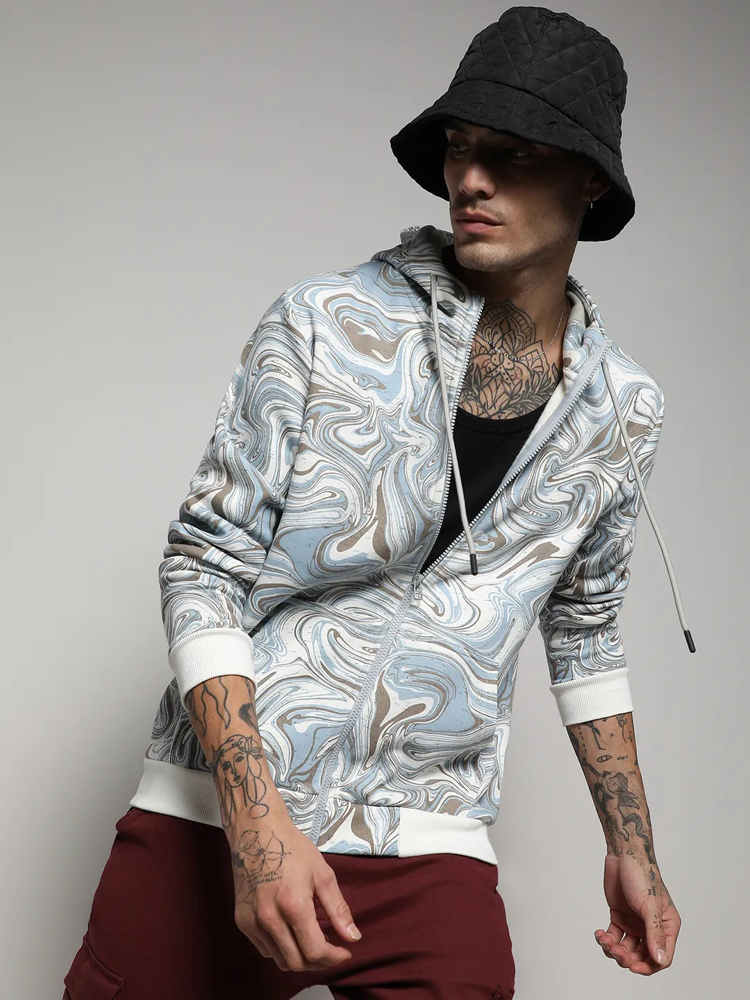 Contrast Fluid  Front Hoodie