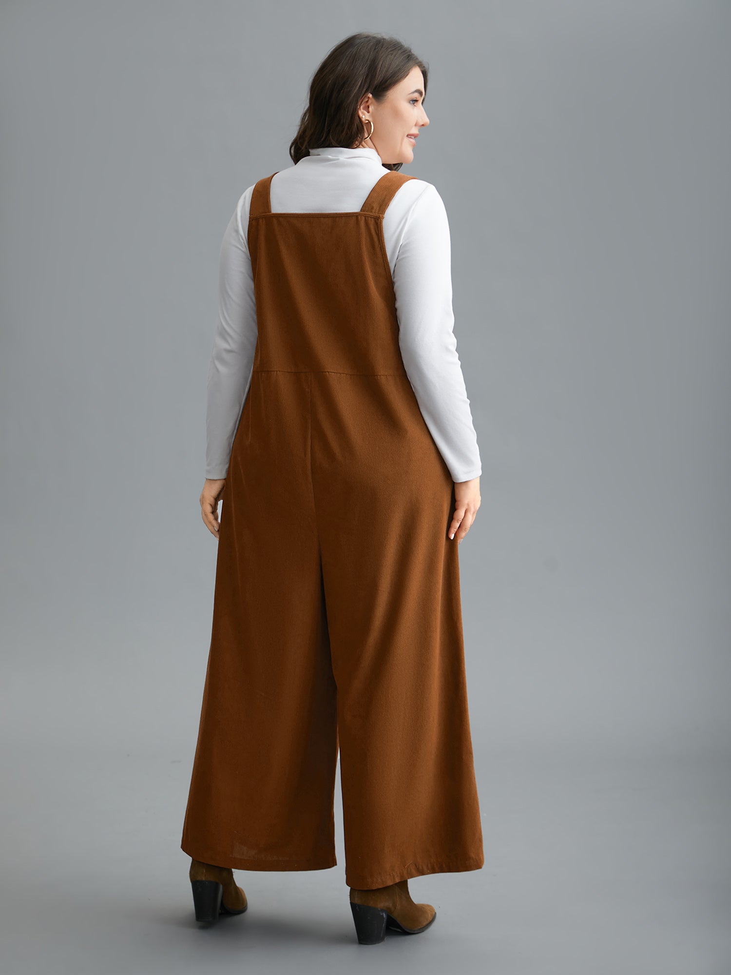 Plain Chest Pocket Pleated Jumpsuit