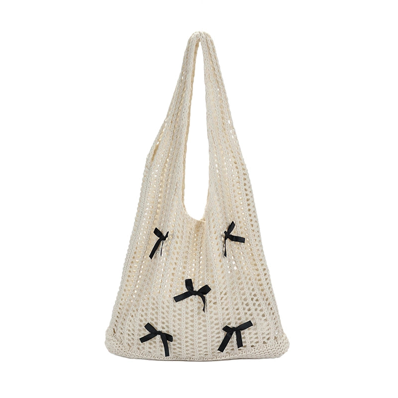 Women's Knit Bow Knot Streetwear Square Open Underarm Bag