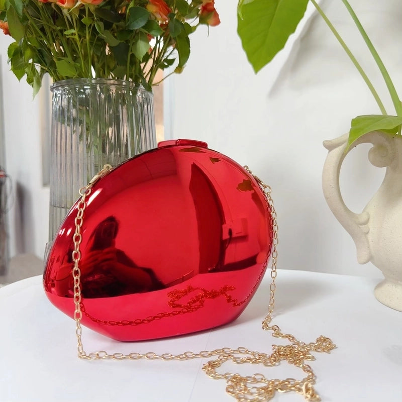 Women's Medium PVC Geometric Streetwear Oval Lock Clasp Dome Bag