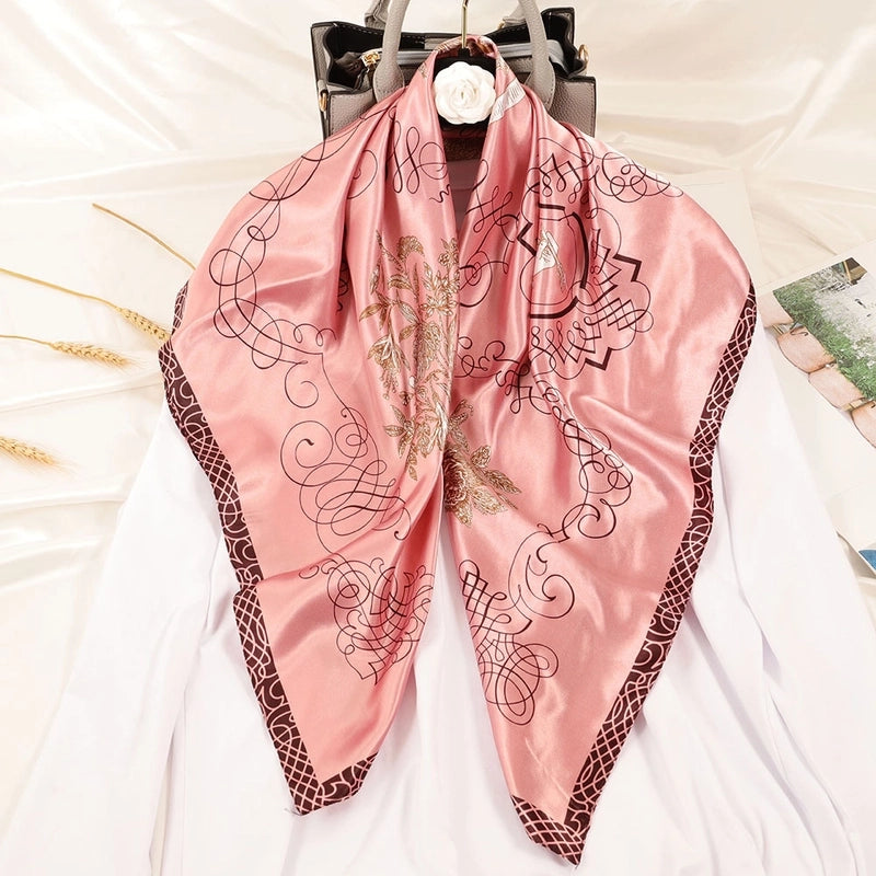Women's Vintage Style Streetwear Color Block Satin Kerchief