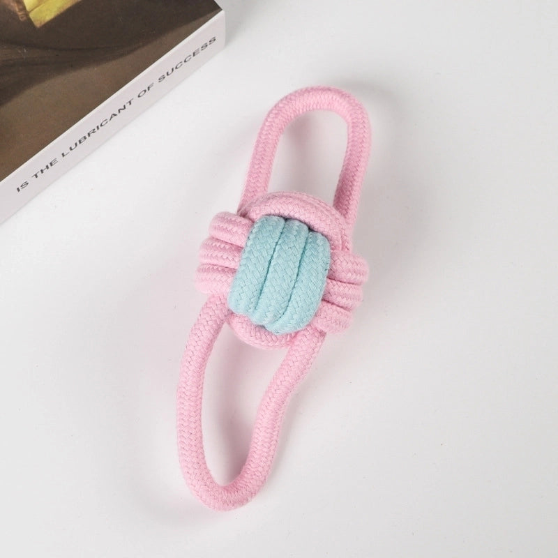 Cute Geometric Molar Long Lasting Tooth Cleaning Woven Ball Dogs Pet Cotton Rope Toy