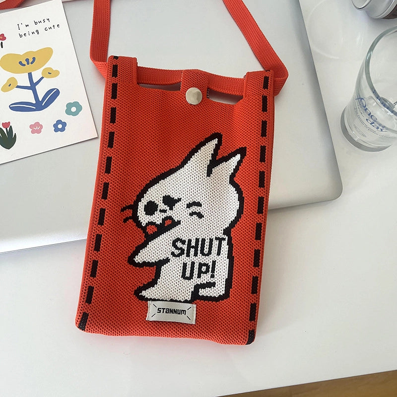 Women's Polyester Printing Animal Color Block Cute Square Buckle Shoulder Bag Phone Wallets
