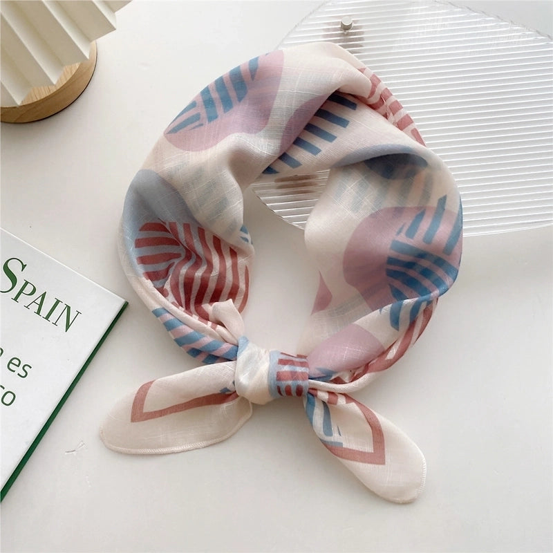 Women's Fashion Stripe Cotton And Linen Printing Cotton Linen Scarves