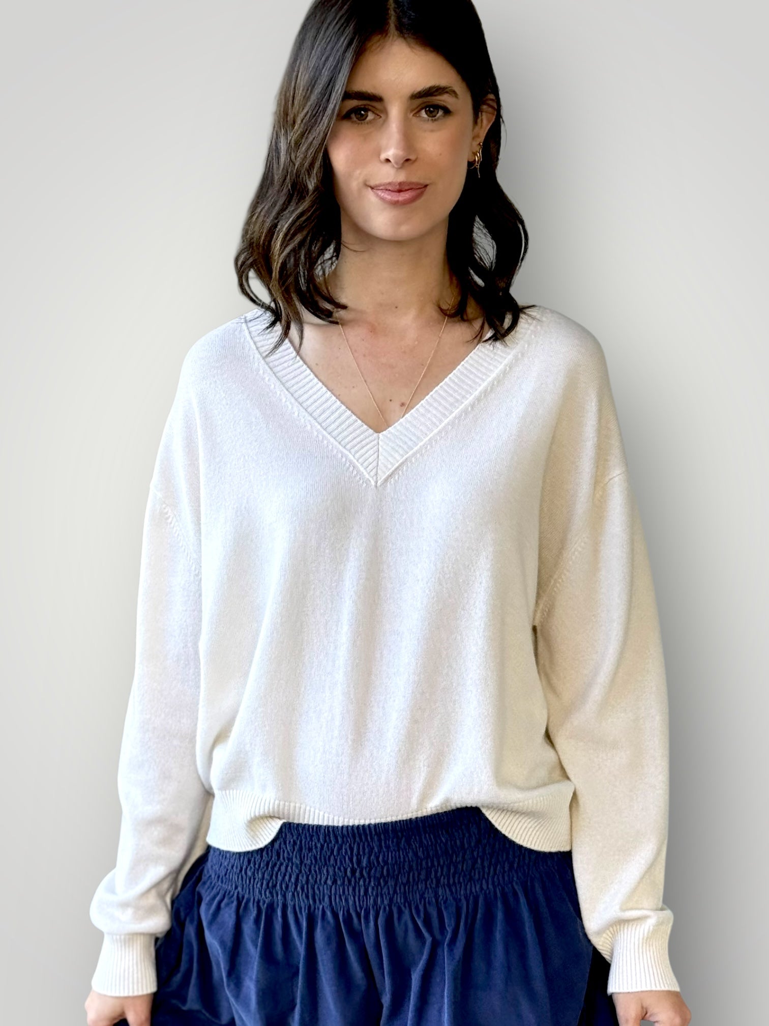 mavis v neck knit-winter white cashmere