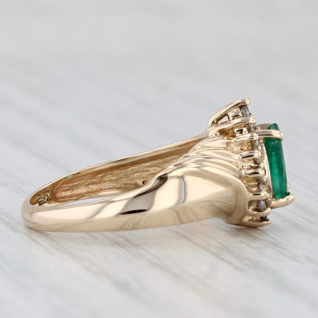 0.57ctw Pear Emerald Diamond Halo Ring 14k Yellow Gold Size 5