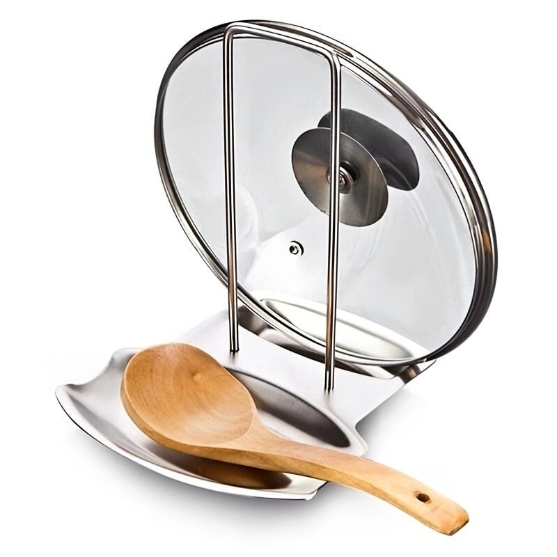 Minimalist Solid Color Stainless Steel Soup Spoon Holder Pot Cover Rack