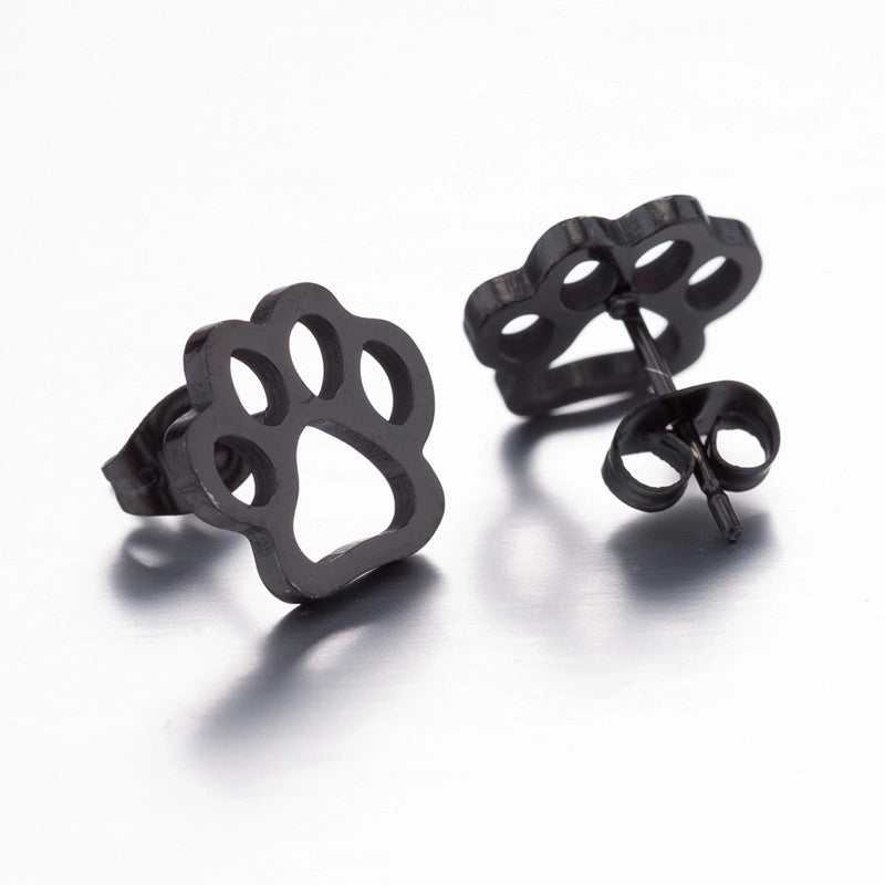 1 Pair Fashion Paw Print 304 Stainless Steel 18K Gold Plated Ear Studs