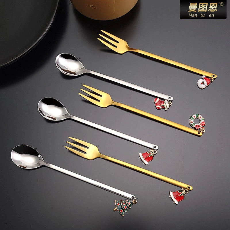 Christmas Christmas Christmas Tree Santa Claus Elk Stainless Steel Tableware