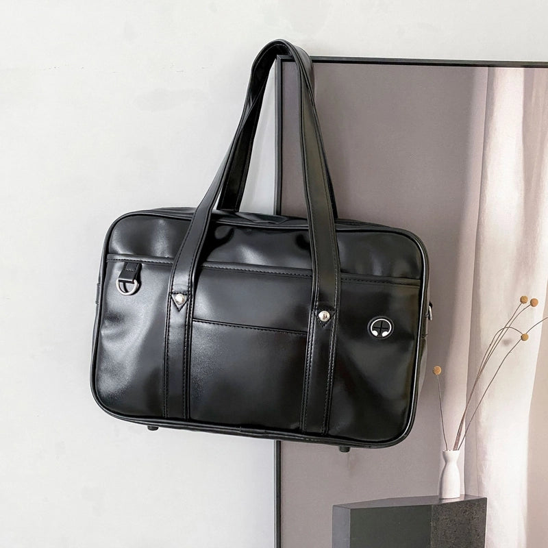 Women's Medium Pu Leather Solid Color Business Vintage Style Square Zipper Shoulder Bag