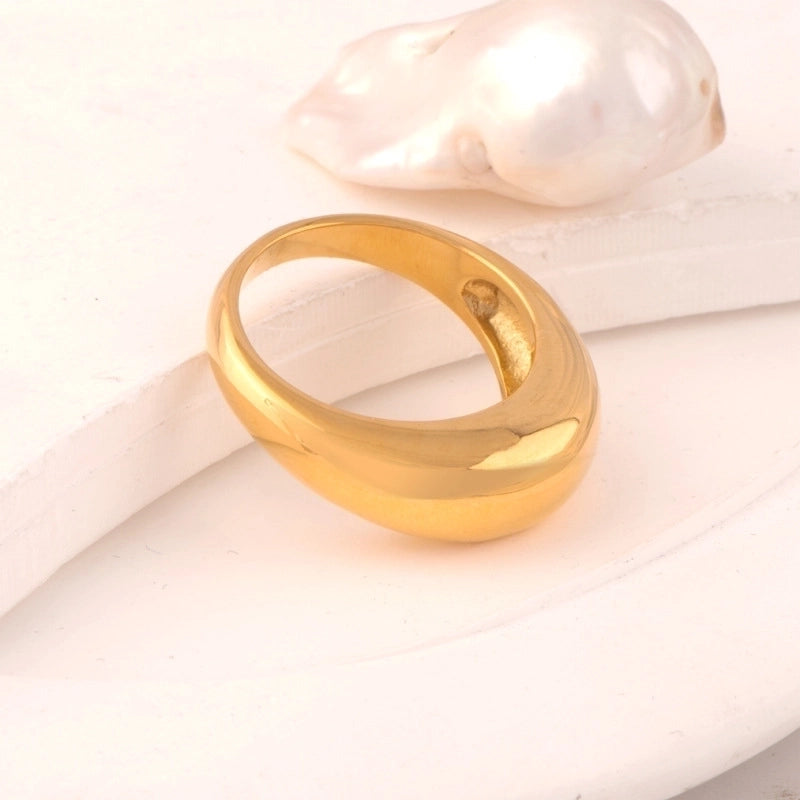 Stainless Steel 18K Gold Plated Minimalist Solid Color Rings