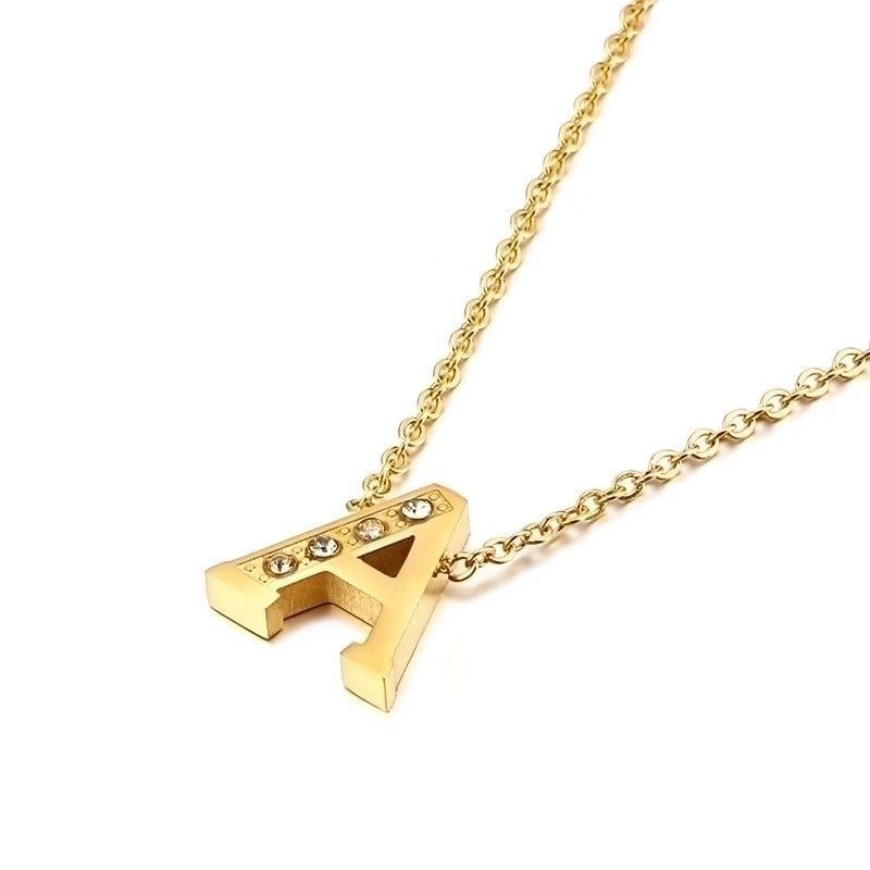 Letter Titanium Steel 18K Gold Plated Necklace
