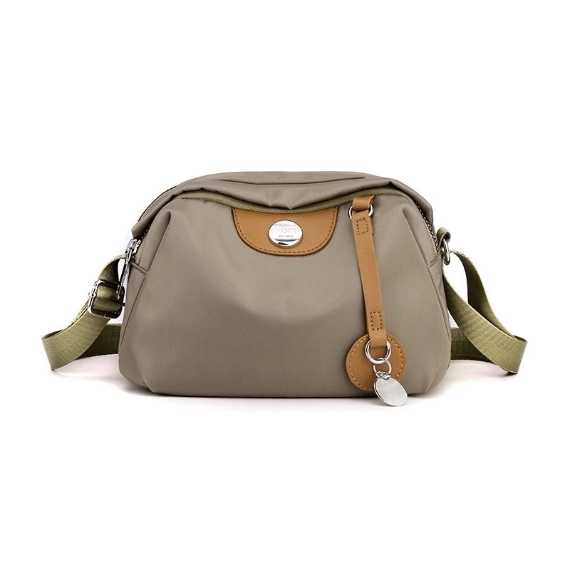 Women's Medium Nylon Solid Color Basic Zipper Dome Bag