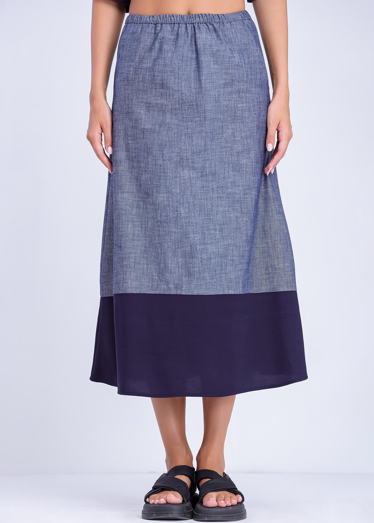 A Line Skirt With Contrast Panel