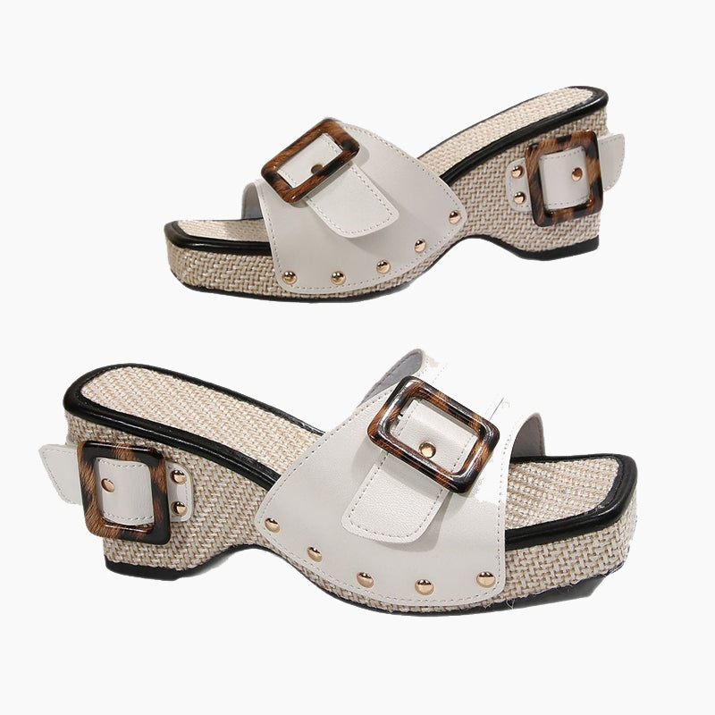 Women’s Wedge Slide Sandals with Studded Strap💕