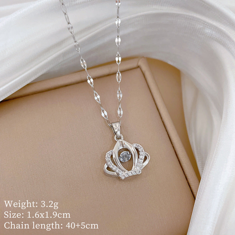 Copper Micro-Inlaid Cross Fashionable And Gorgeous Full Diamond Necklace For Women All-Match Clavicle Chain Titanium Steel