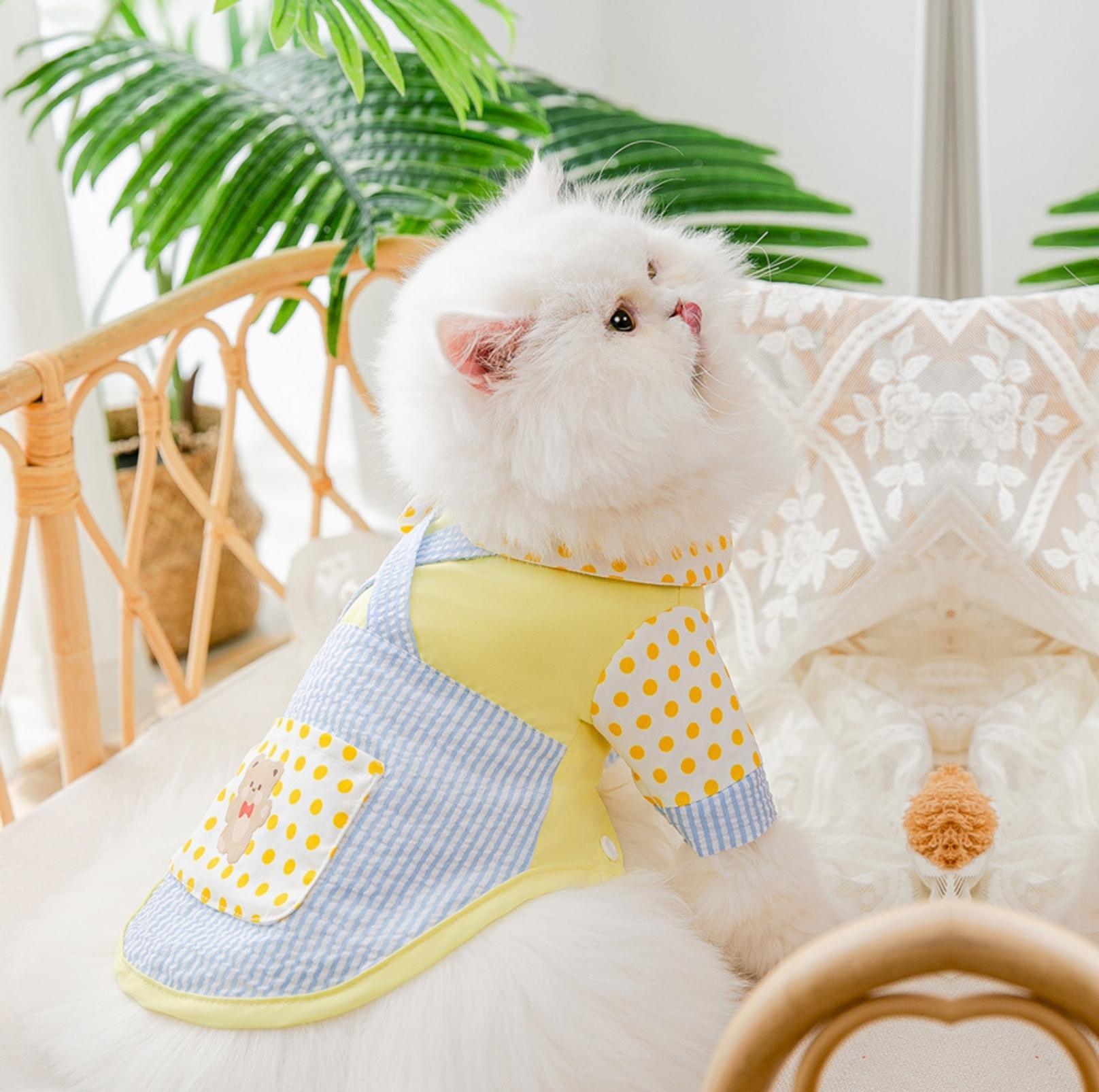 Rustic Style Striped Polka Dot Pet Shirt