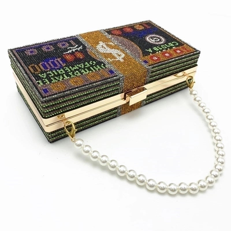 All Seasons Rhinestone Pearl Solid Color Top Handle Bag Accessories