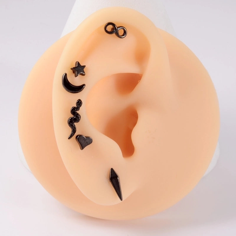 1 Piece Ear Cartilage Rings & Studs Casual Elegant Vacation Star Moon 304 Stainless Steel Plating 18K Gold Plated Lip Rings Ear Cartilage Rings & Studs
