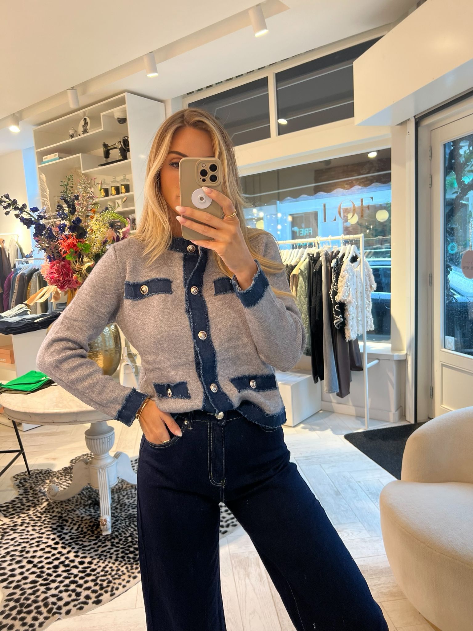Indy Cardigan Denim Grey