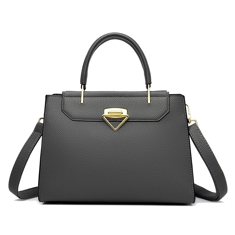 Women's Medium Pu Leather Solid Color Elegant Vintage Style Zipper Handbag