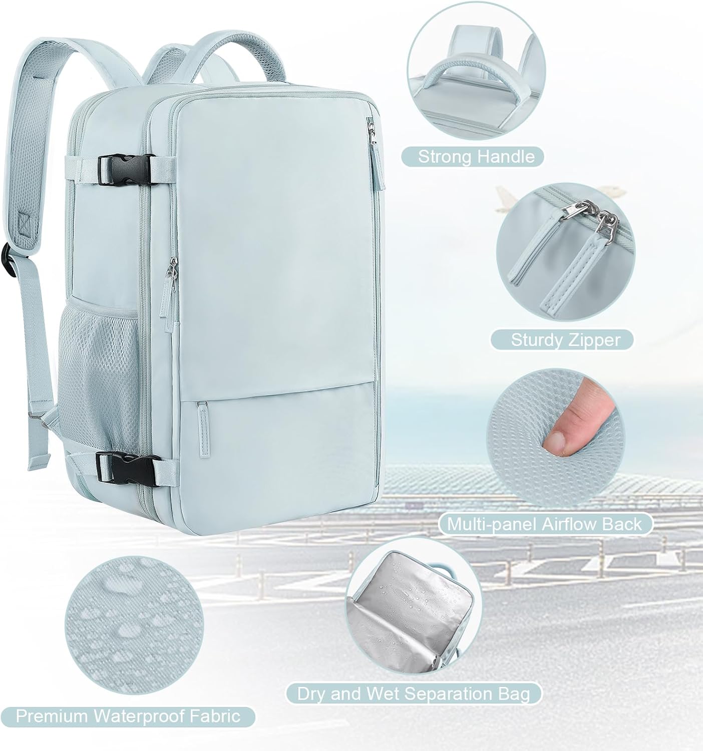 Large Travel Backpack for Women Men, Expandable 40L Carry On Backpack, 17 Inch Laptop Backpack College Bookbag, Waterproof Travel bag as Person Item Flight Approved