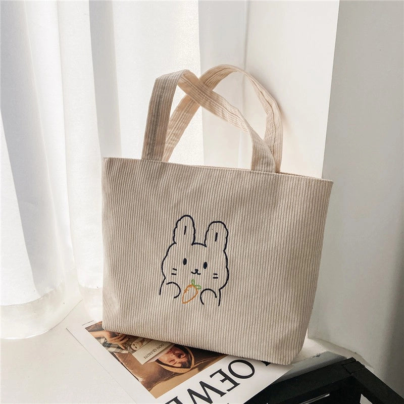 Women's Large Nylon Cartoon Bear Cute Square Open Shoulder Bag