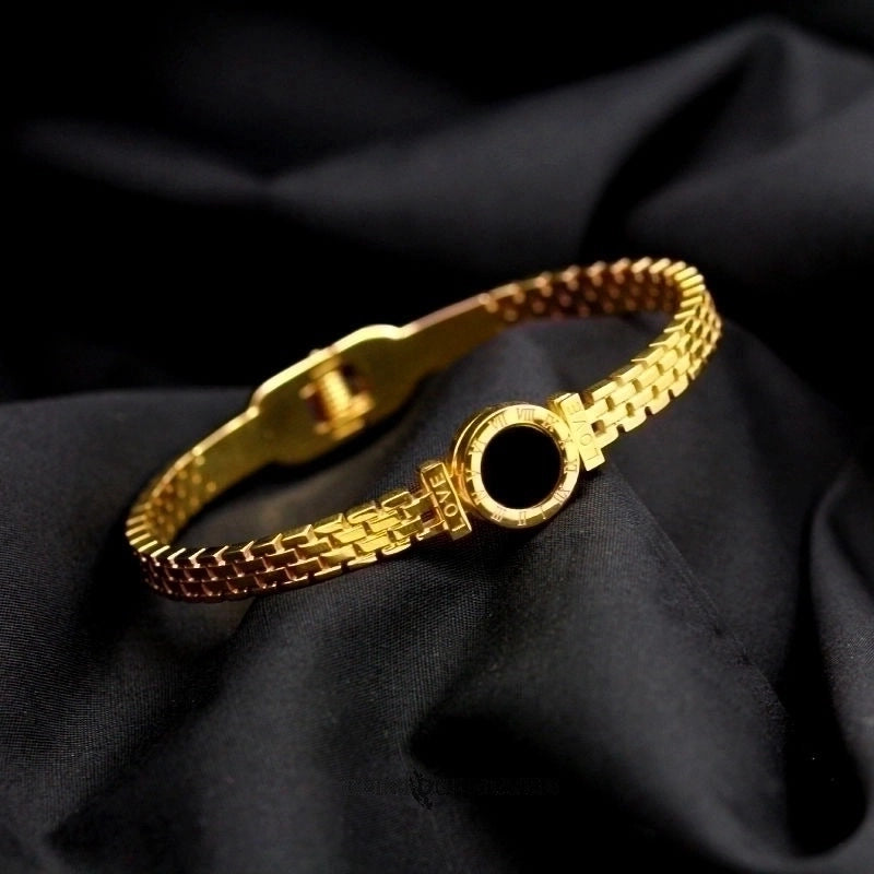 Minimalist Round Titanium Steel Plating Bangle 1 Piece