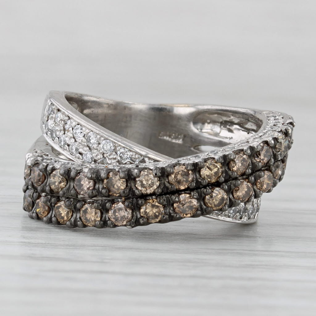 1.37ctw Diamond Overlay Ring Argyle Champagne White Diamonds 18k Gold Size 6