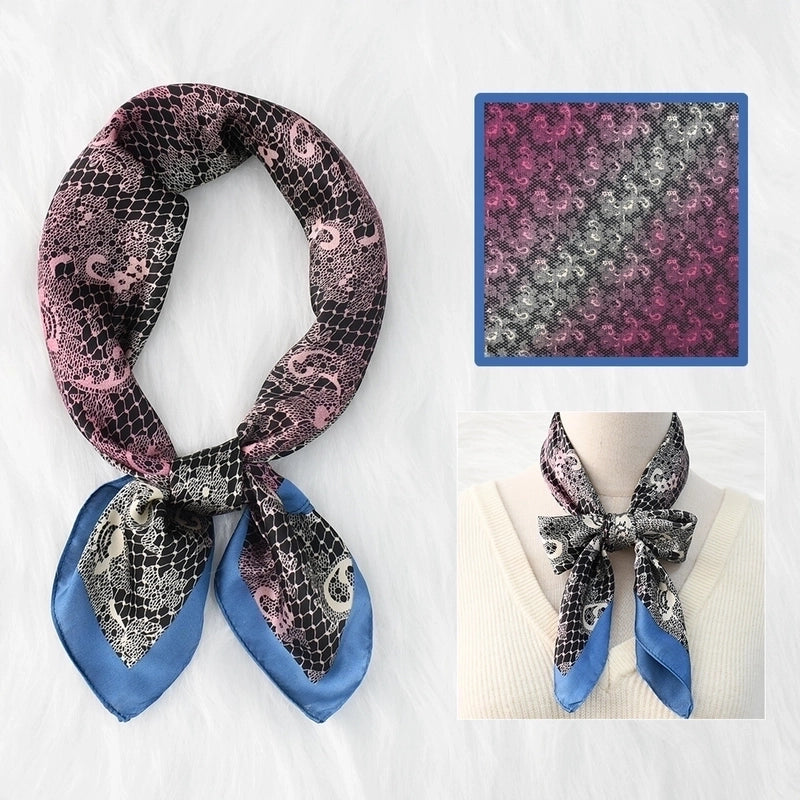 Women's Original Design Sweet Colorful Flower Satin Silk Scarf