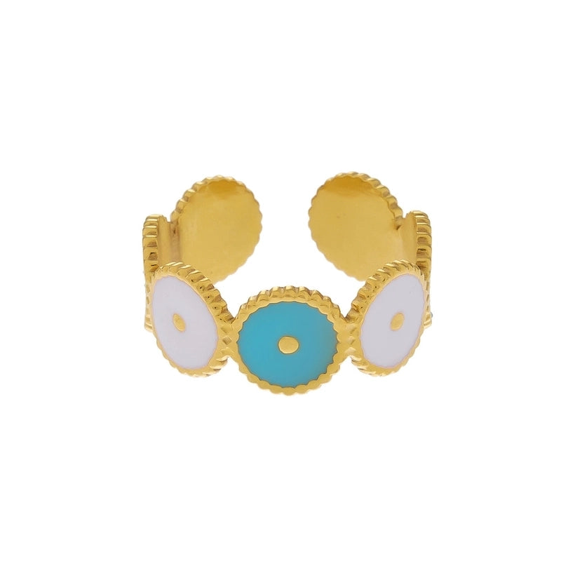 Vintage Style Color Block Stainless Steel 18K Gold Plated Plating Open Rings