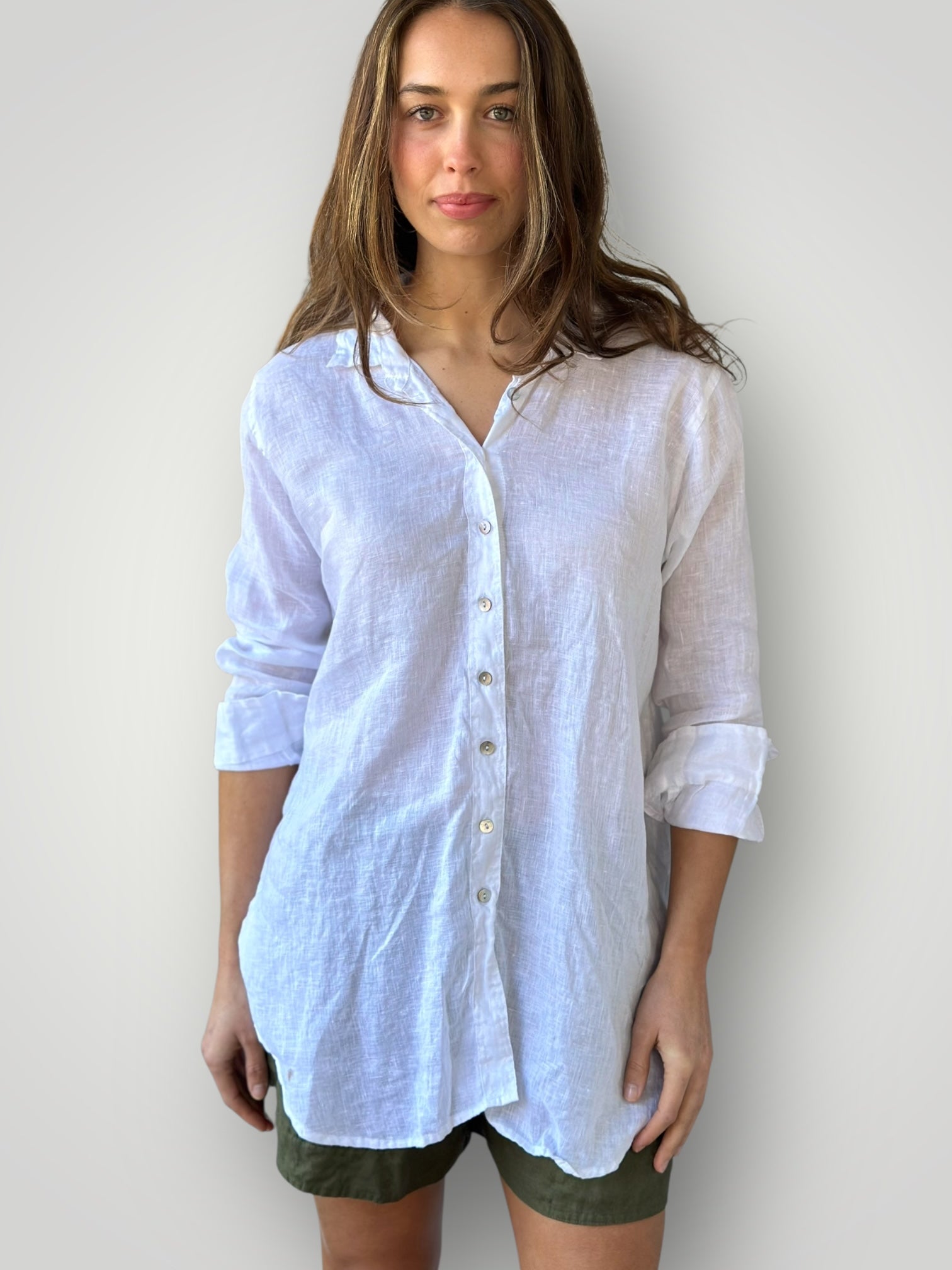 skyla shirt - white linen