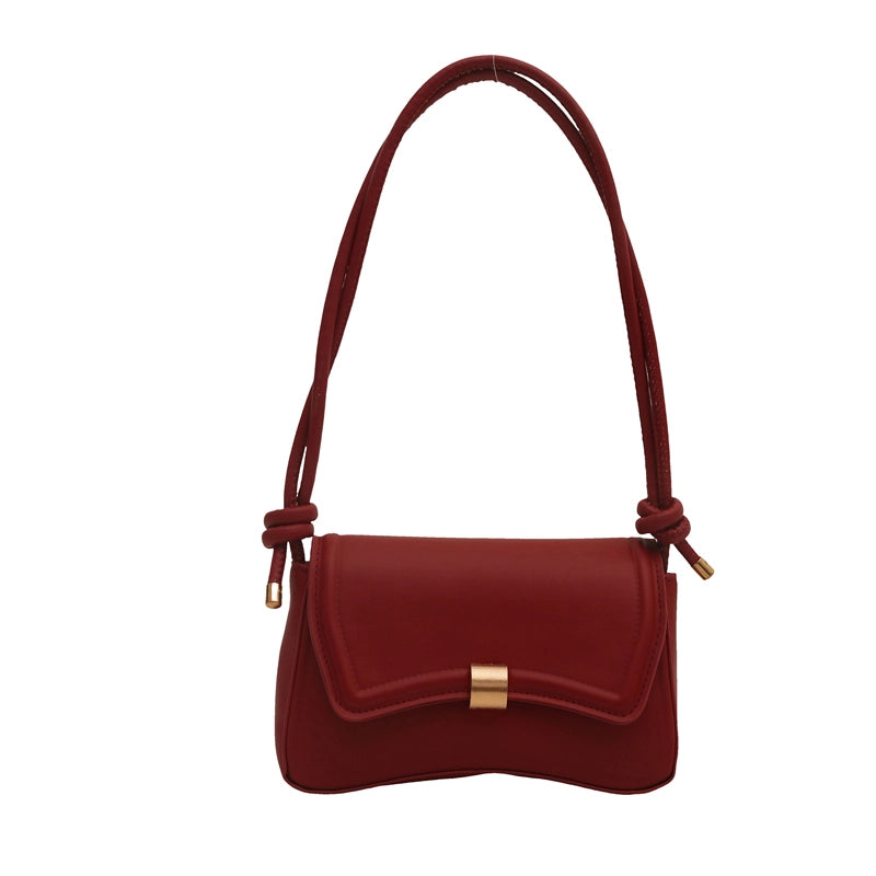 Women's Pu Leather Solid Color Basic Square Magnetic Buckle Shoulder Bag Crossbody Bag