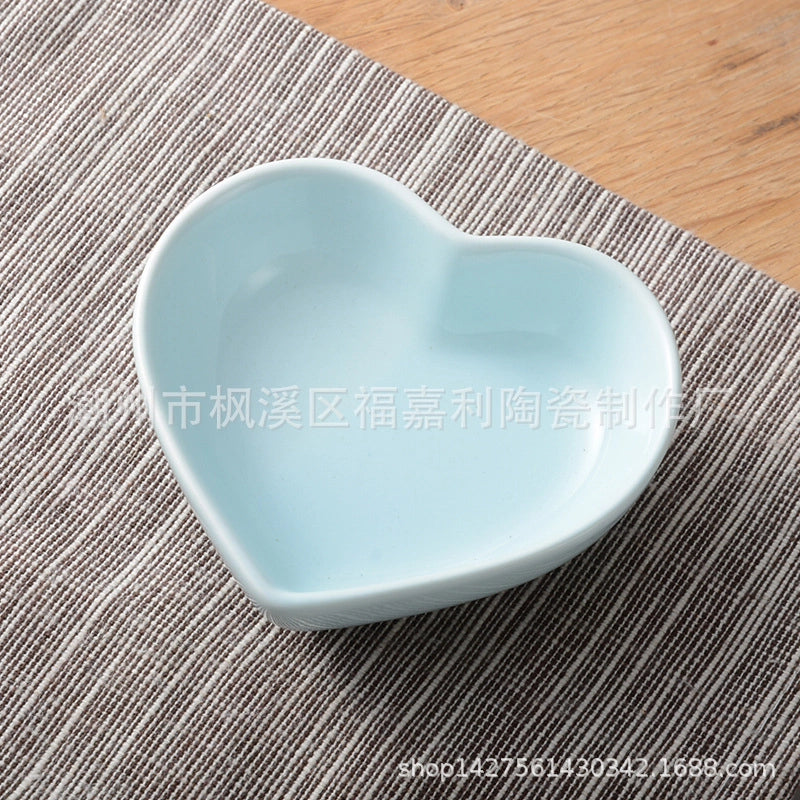 Heart-Shaped Ceramic Small Dipping Dish Household Seasoning Dish For Hotel Restaurant Dessert Snack Dish Dish