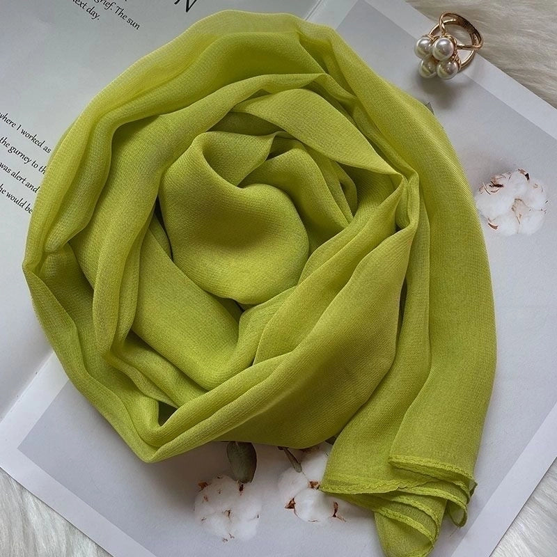 Women's Basic Lady Solid Color Georgette Silk Scarf